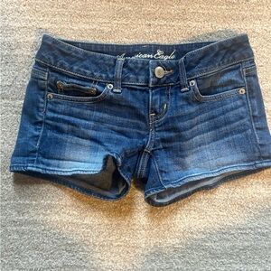 American Eagle Dark Blue Stretch Denim Shorts